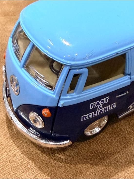 VW Bus Pickup Toy Diecast Blue Delivery Truck Vintage Style EUC - Picture 4 of 8